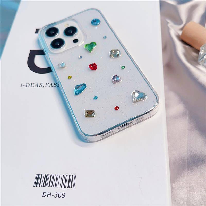 Casing Berlian Glossy Untuk Iphone14 13 12 11 Pro MAX Plus Casing Ponsel Mini Soft Silicone Cover Glitter Rhinestone Capas Untuk iPhone X XS MAX XR 7 8 Plus SE 2022 2020