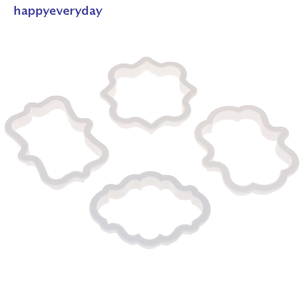 [happy] 4pcs vintage plaque frame cookie cutter set Pemotong Biskuit Plastik Alat Kue [ID]