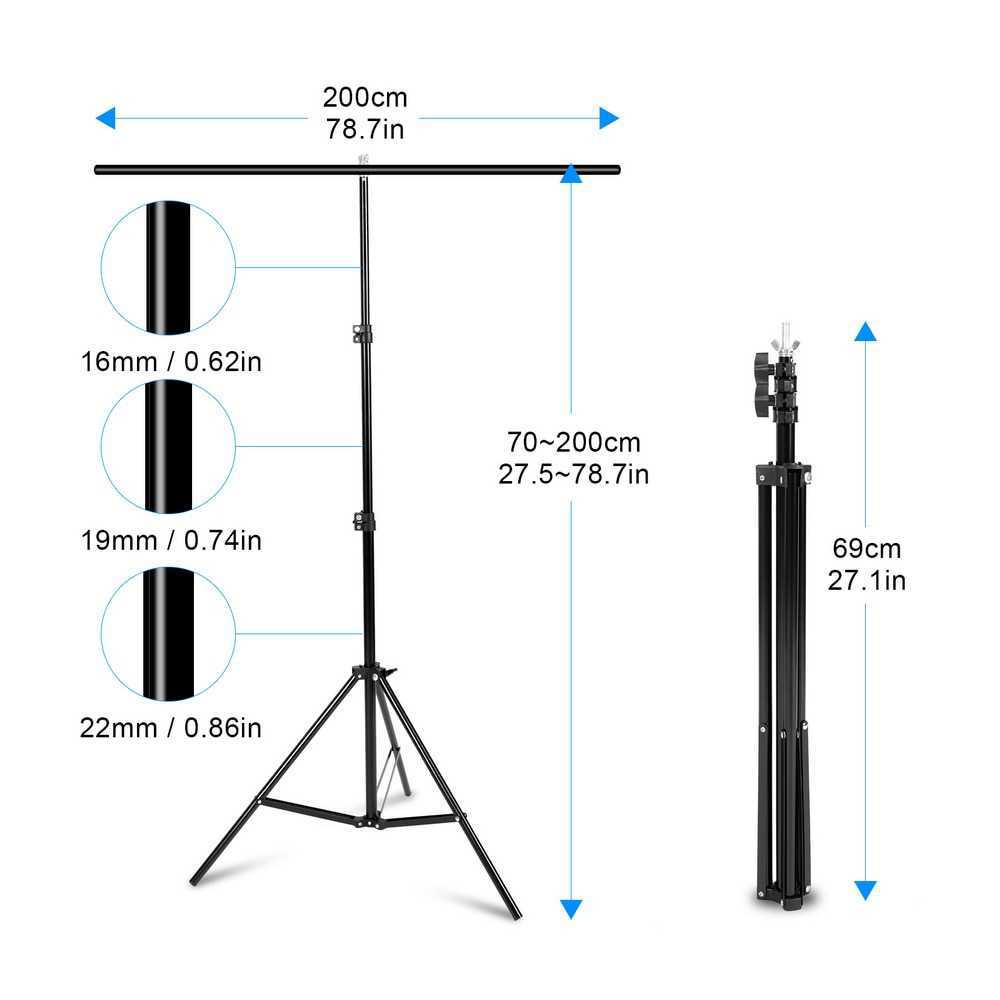 TaffSTUDIO Stand Background Backdrop T-Shape 4 Clamp - M139