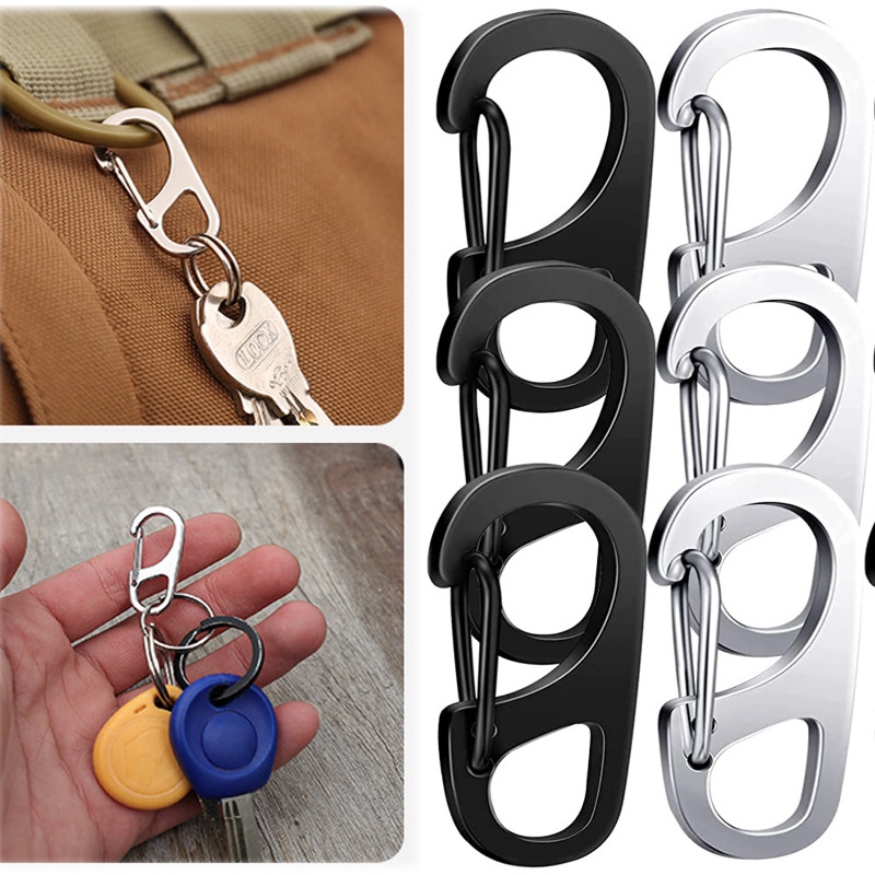 [HOT Sale] Klip Carabiner Mini Kreatif Gantungan Kunci Aksesoris Populer Snap Hooks Dengan Mata Tetap Musim Semi Gantungan Kunci Gesper Serbaguna Pria Wanita Untuk Mobil Keyring, Tas Klasik