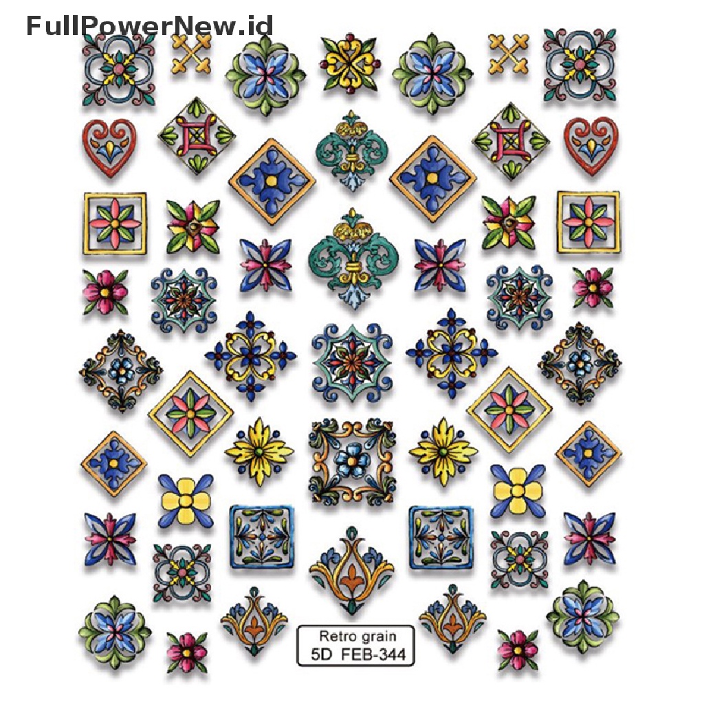 Power 1lembar Retro Nail Foils Transfer Stiker Decals Bohemia Bunga Etnik Nail Art ID