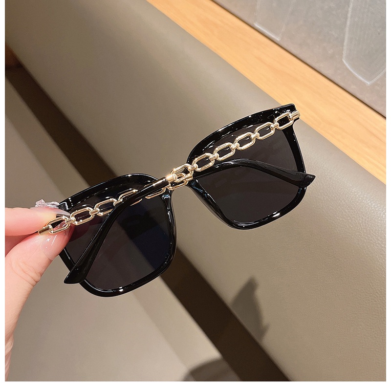 Kacamata Hitam Fashion Square Aesthetic Shades Untuk Wanita/Pria Metal Frame Sunglasses Eyewear