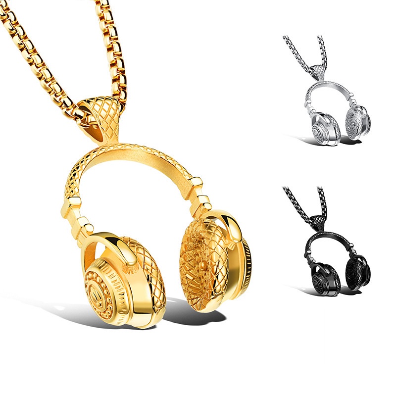 Trendy Fashion Rock Stylish Headphones Pendant Kalung Headset Unik Untuk Wanita Pria Perhiasan Pecinta Musik