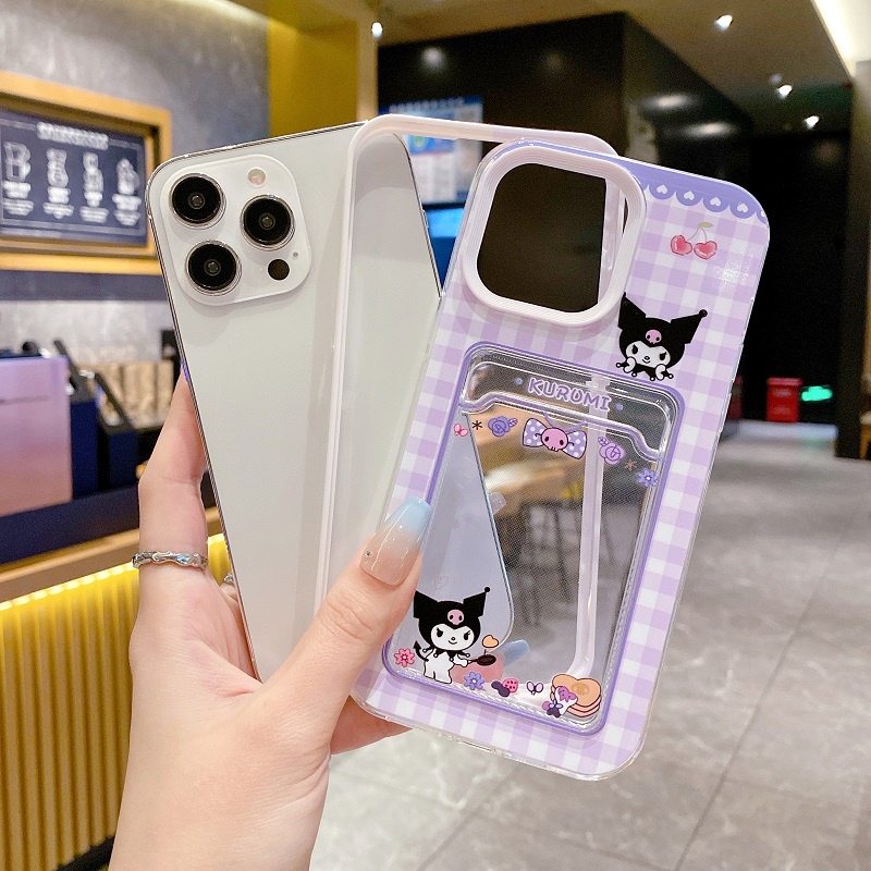 Kartu Pelindung 3in1 Desain Lengan Untuk iPhone Case14 13 12 11 Pro Max X XR XS Max7 8 Plus Kartun Kuromi Melodi Lucu