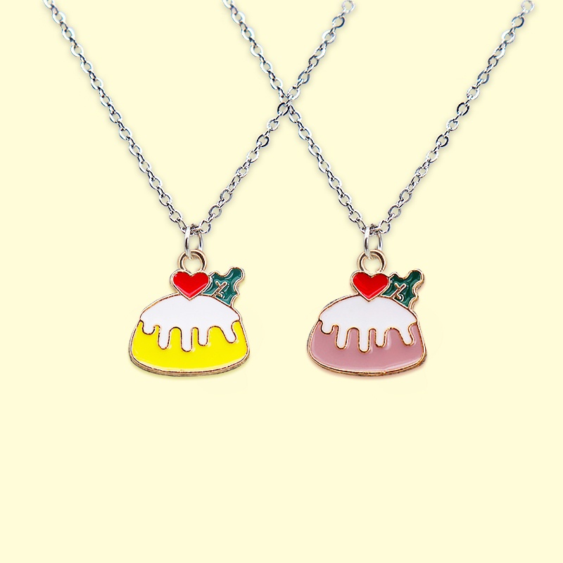 Anak-anak Kartun Liontin Stainless Steel Kalung Kue Drop Liontin Perlengkapan Siswa Hadiah Ulang Tahun Logam Aksesoris Fashion