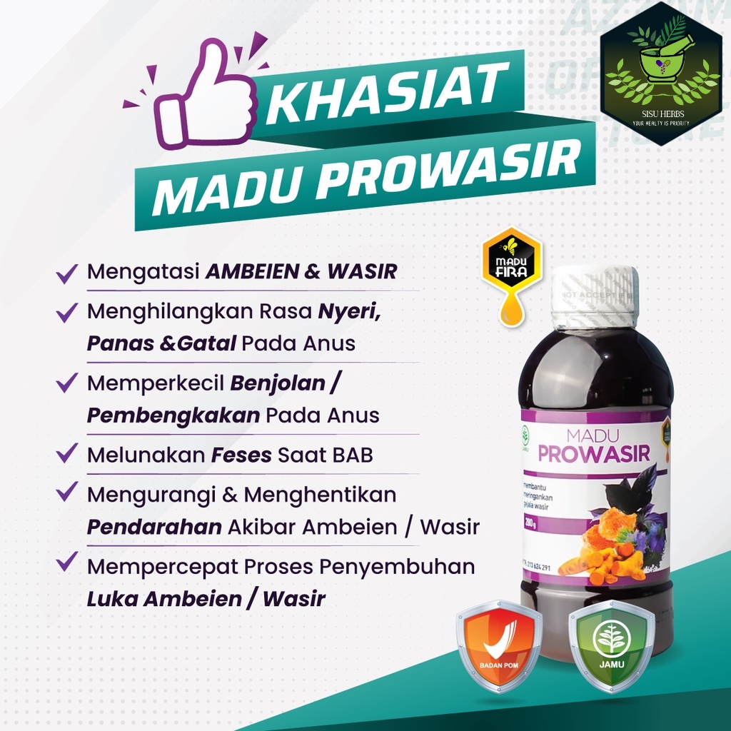 Madu Prowasir Original Obat Herbal Wasir Ambeien Atasi Benjolan Anus Berdarah Susah BAB Original