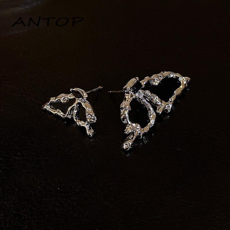 [antop] Anting Kupu-Kupu Asimetris Desain Wanita Rasa Kepribadian Earrings S925 Perak Manis Keren