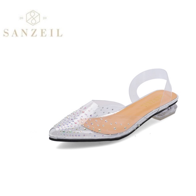 0001 Sanzeil Diamond Heels Transparant 7cm 3cm Heels Pesta Kaca