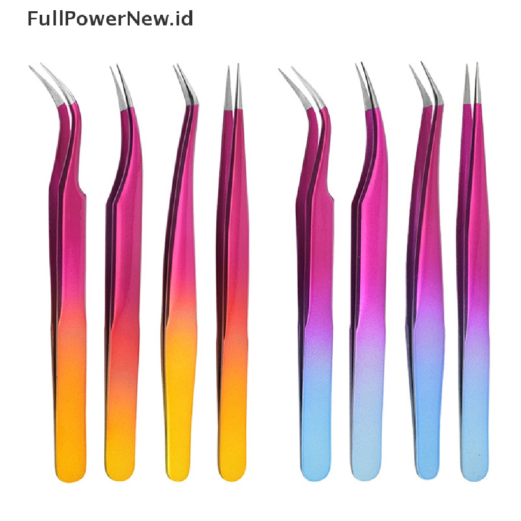 Power 1PC Pinset Ekstensi Bulu Mata Lurus &amp; Melengkung Stainless Steel Manicure Tools ID
