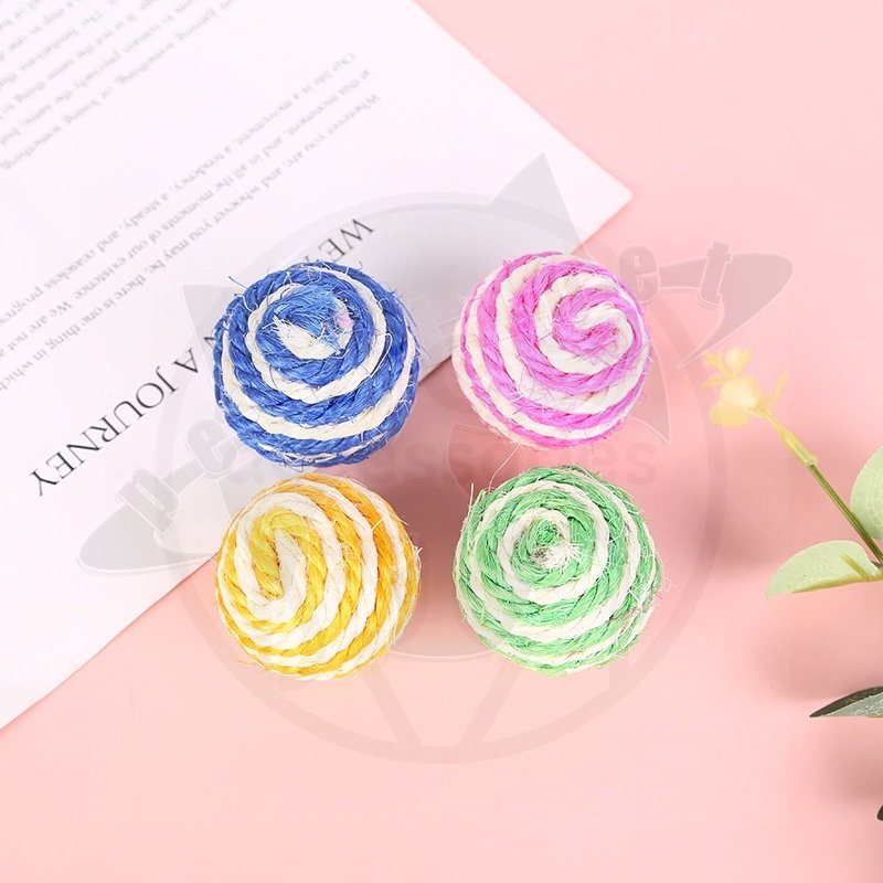 Bola Rajut Mainan Hewan Peliharaan Pembersih Gigi Pelatihan Interaktif Aksesoris Hewan Peliharaan Bola Untuk Cakar Kucing Pelengkapan Kucing Peliharaan