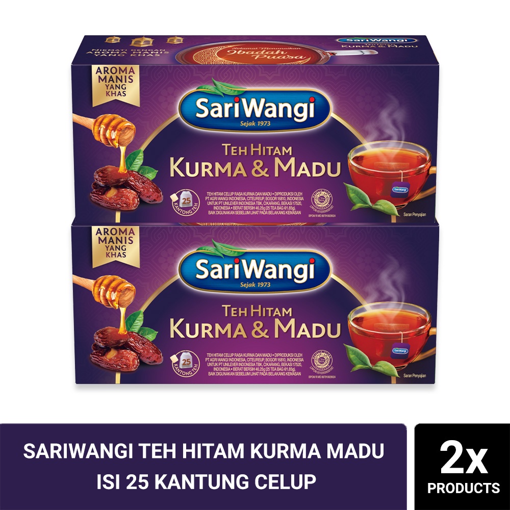 Sariwangi Teh Hitam Kurma Madu Isi 25 Kantung Celup Twinpack