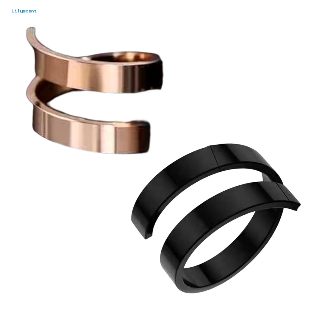 Lilyscent Black/Golden Male Ring Perhiasan Aksesoris Tren Baru Remaja Ring Adjustable