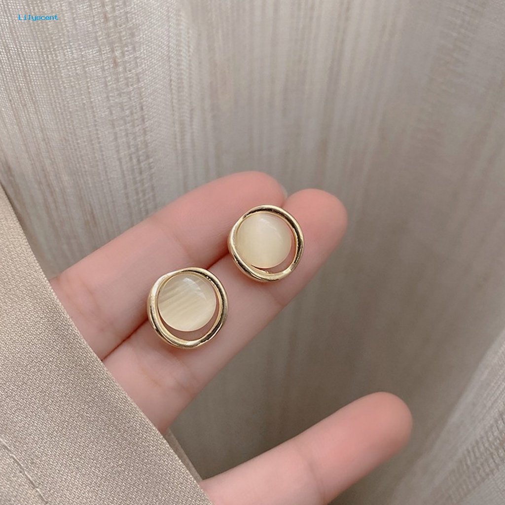 Lilyscent 1pasang Anting Nyaman Aksesoris Wanita Mutiara Imitasi Women Stud Earrings High-polished