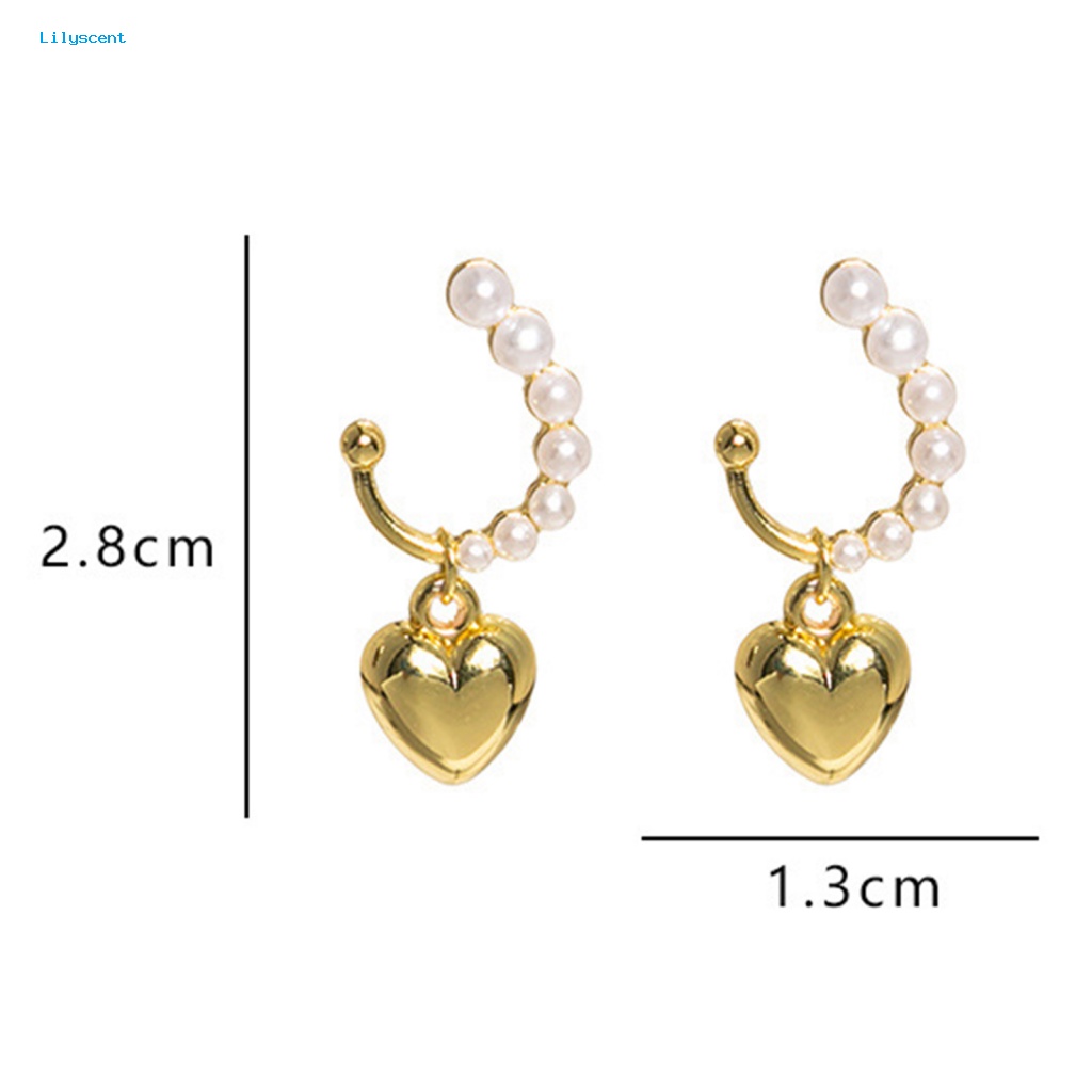 Lilyscent 1pasang Hadiah Liontin Anting Untuk Pacaran Wanita Romantis Hati Liontin Stud Earrings Perhiasan Elegan