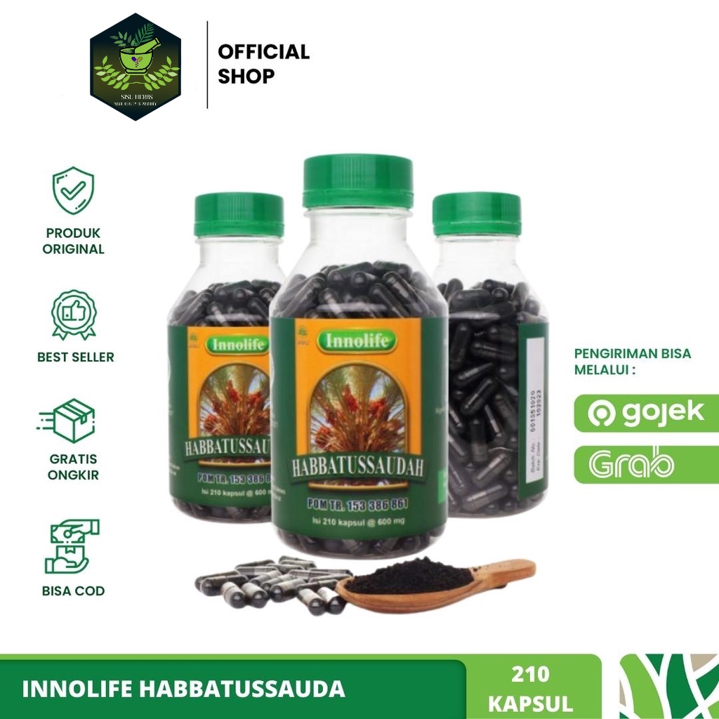 INNOLIFE - Habbatussauda Serbuk Jinten Hitam Habatussauda Isi 210 Kapsul