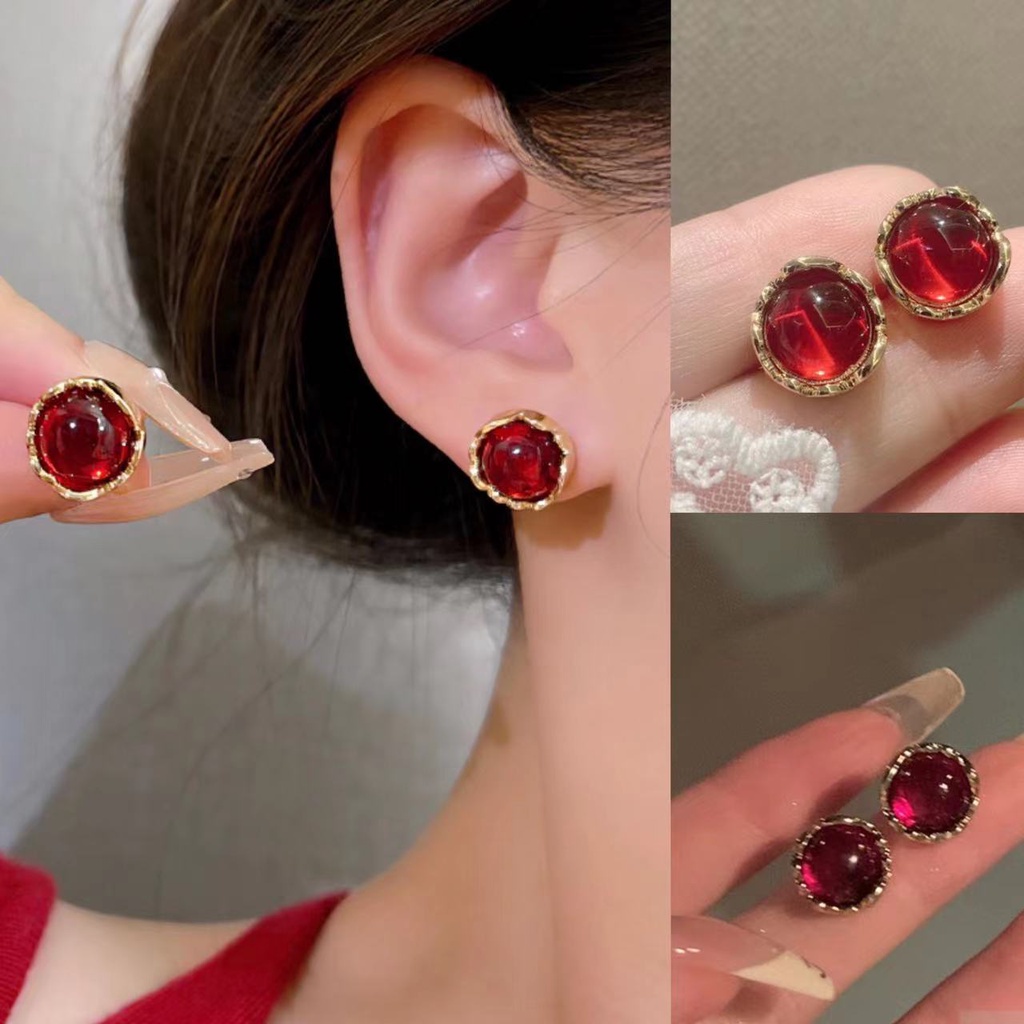 Anting Indah Melingkar Merah Rasa Desain Yang Dipersonalisasi Anting Tinggi -end Earrings2023Model Baru