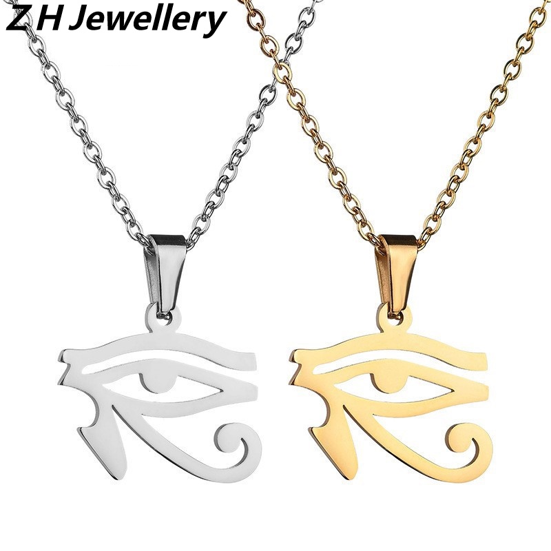 Z H Perhiasan Anti Karat Horus Liontin Mata Fashion Pria Dan Wanita Kalung Titanium Retro Hip Hop Rock Punk Aksesoris Pesta