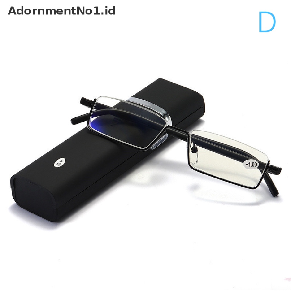 [AdornmentNo1] Kacamata Baca Setengah Bingkai Stainless Steel Untuk Pria Dan Wanita Frame Reading Rectangle for Metal Frame Glasses Anti-Reflective Unisex Presbyopia Eyewear Case [ID]