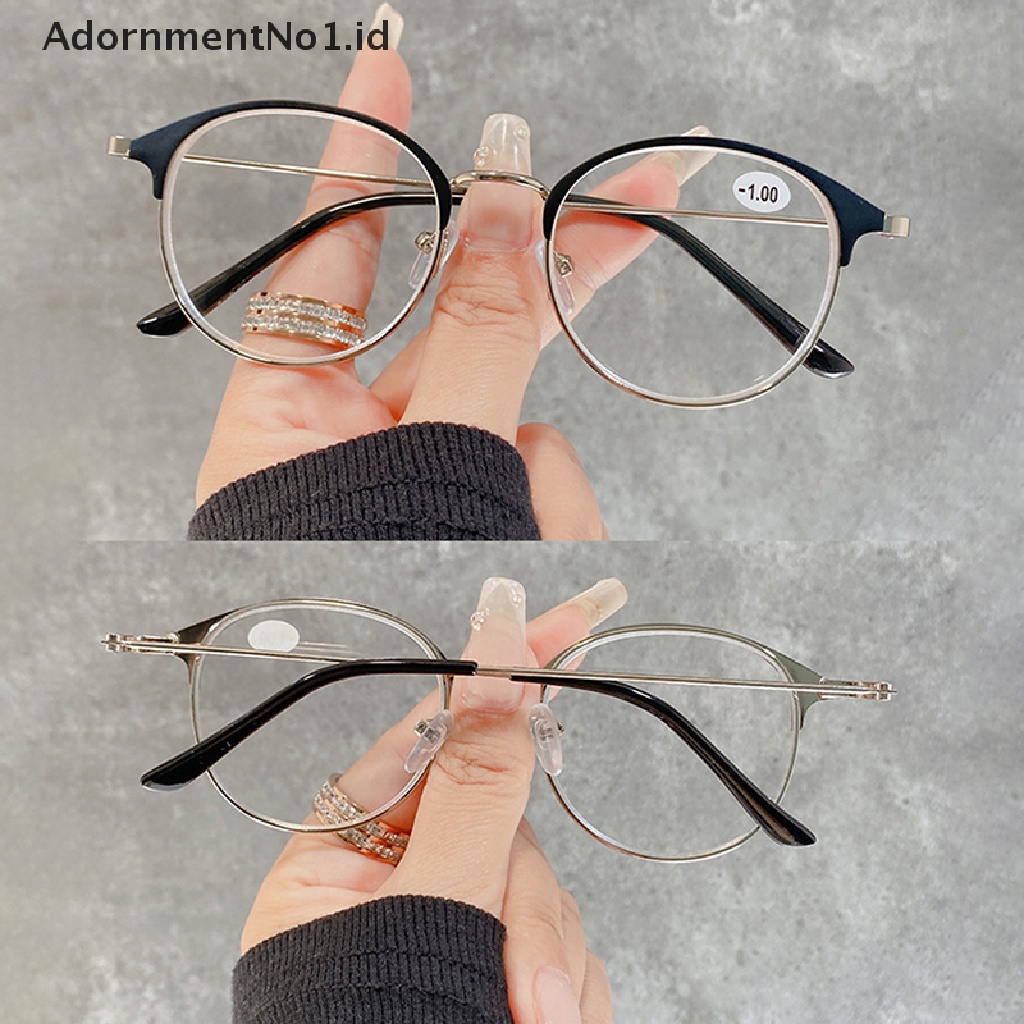 [AdornmentNo1] Kacamata Miopia Komputer Anti Cahaya Biru Wanita Pria Ultralight Bening Bulat Rabun Dekat Eyeglasses Diopters 0sampai-400 Unisex [ID]