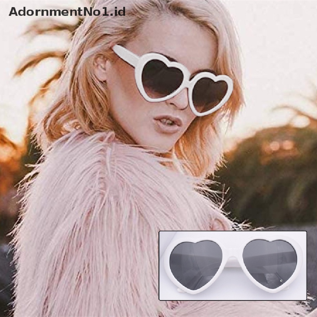 [AdornmentNo1] Fashion Love Bentuk Hati Wanita Kacamata Hitam Melindungi Mata Praktis Unisex Eyewear [ID]