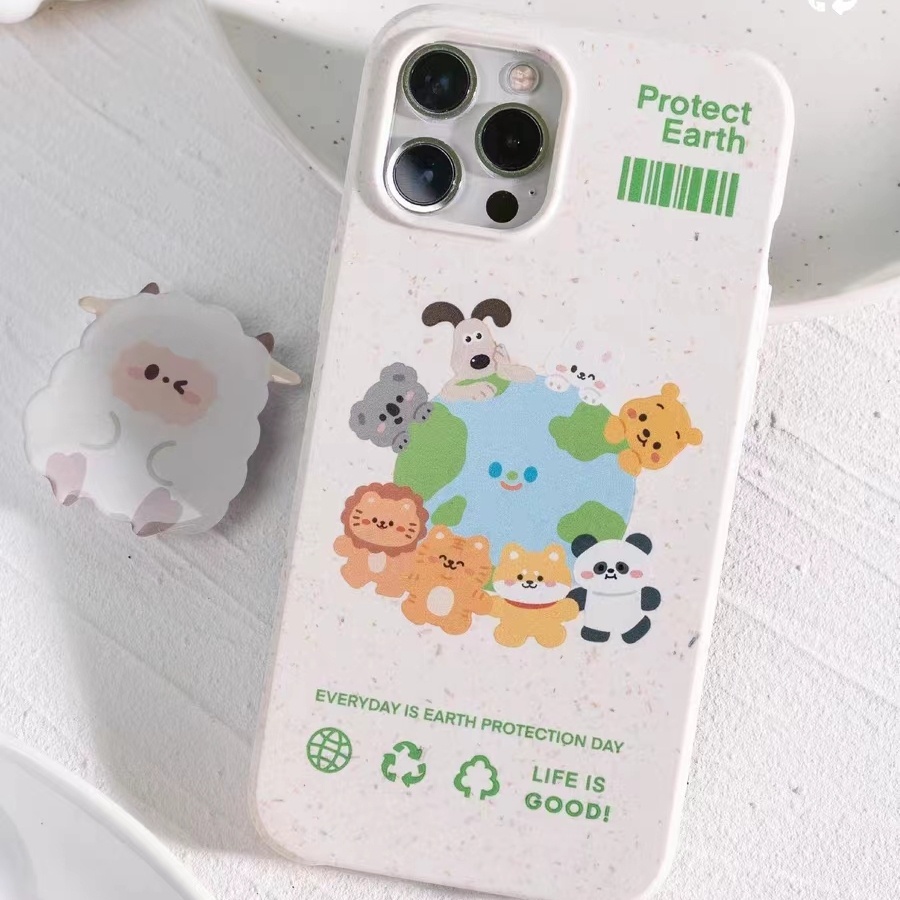 IPHONE Casing Ponsel Iphone11 ins Bahan Ramah Lingkungan Perlindungan Kamera Cocok Untuk Iphone14 13 12 14Plus Pro MAX 7 8Plus X XR XS MAX SE 12mini 13mini Model Empat Sudut Shockproof