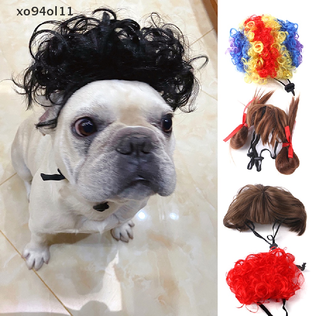 Xo Wig Hewan Peliharaan Meledak Kepala Datar Poni Kepang Kucing Anjing Halloween Wig Natal OL