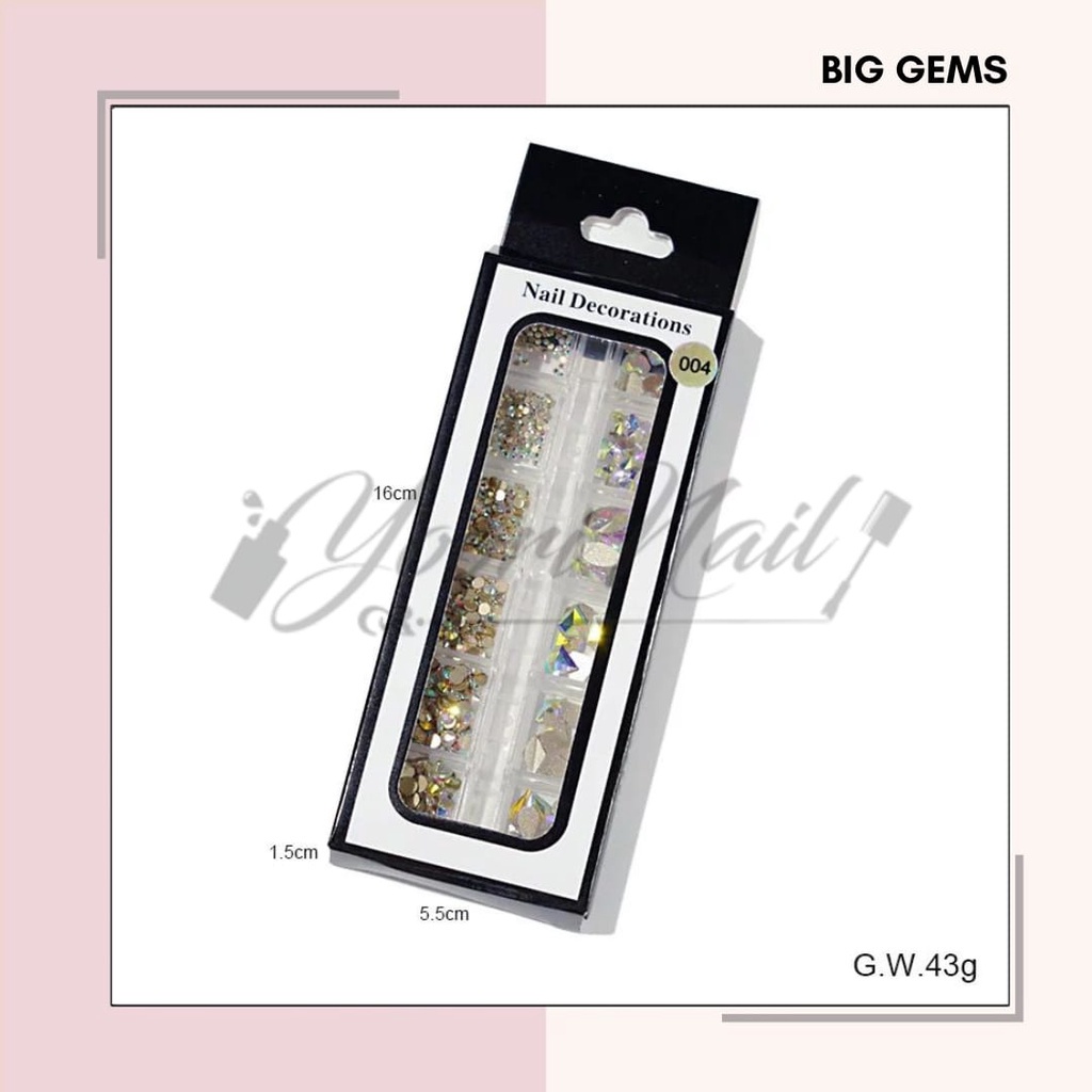 Big Gemstone For Nails Hiasan Kuku Palsu Rhinestone Accessories Nails