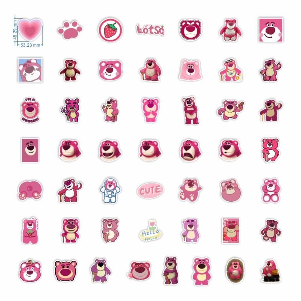 [Elegan] Strawberry Bear Sticker Lucu 50pcs Strawberry Bear Anime Stiker Sticker Pack Mainan Kulit Laptop