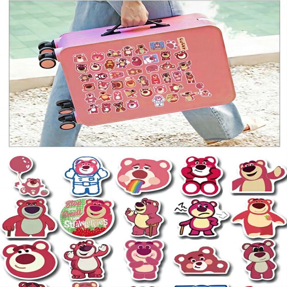 [Elegan] Strawberry Bear Sticker Lucu 50pcs Strawberry Bear Anime Stiker Sticker Pack Mainan Kulit Laptop