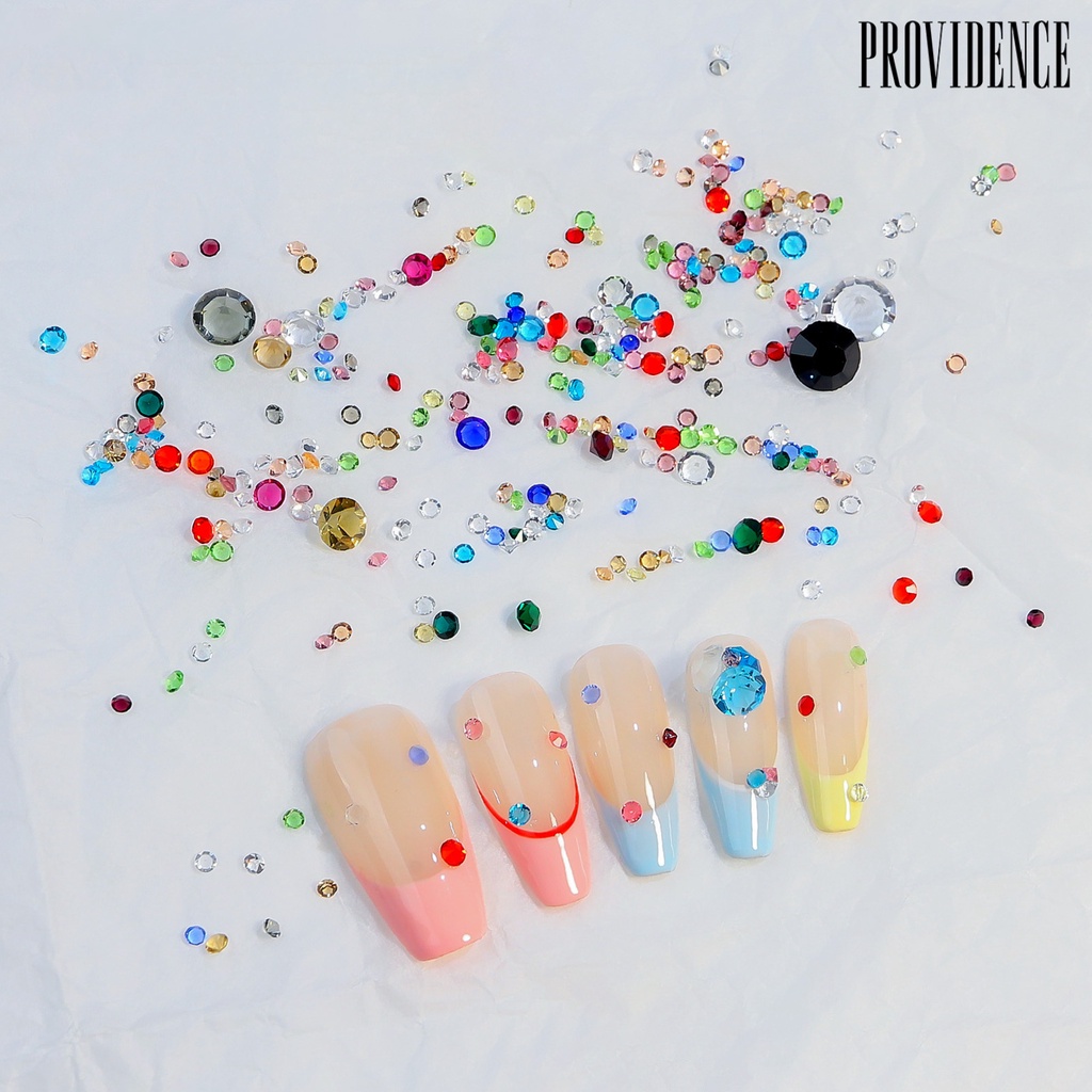 Providence 1tas Nail Art Berlian Imitasi Bersinar Glitter Berkilau DIY Mempesona Efek Visual Warna-Warni Dasar Runcing Pesona Kuku Dekorasi Salon Pasokan
