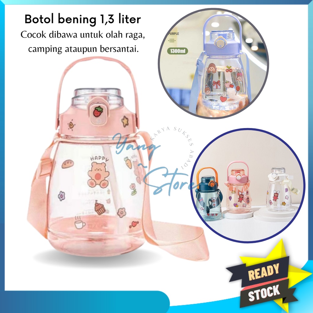 YGS - E105- BOTOL MINUM VIRAL 1.3 LITER TRANSPARAN  / BOTOL MINUM VIRAL STICKER / BOTOL MINUM PENAND