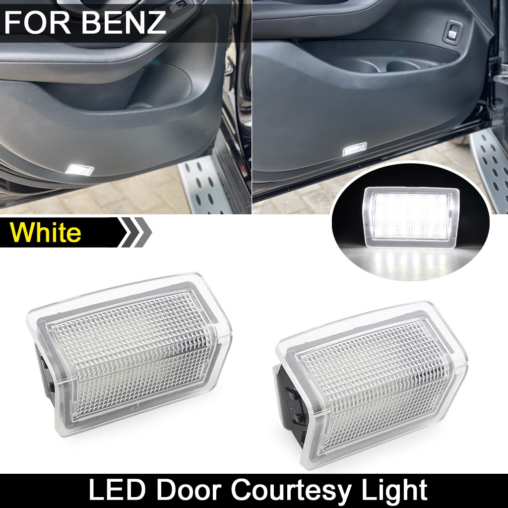 2pcs Putih LED Milik Footwell Under Door Light Untuk Benz C-CLASS W204 A-CLASS W176 B-CLASS W246 E-CLASS W212 GLE M-CLASS W166