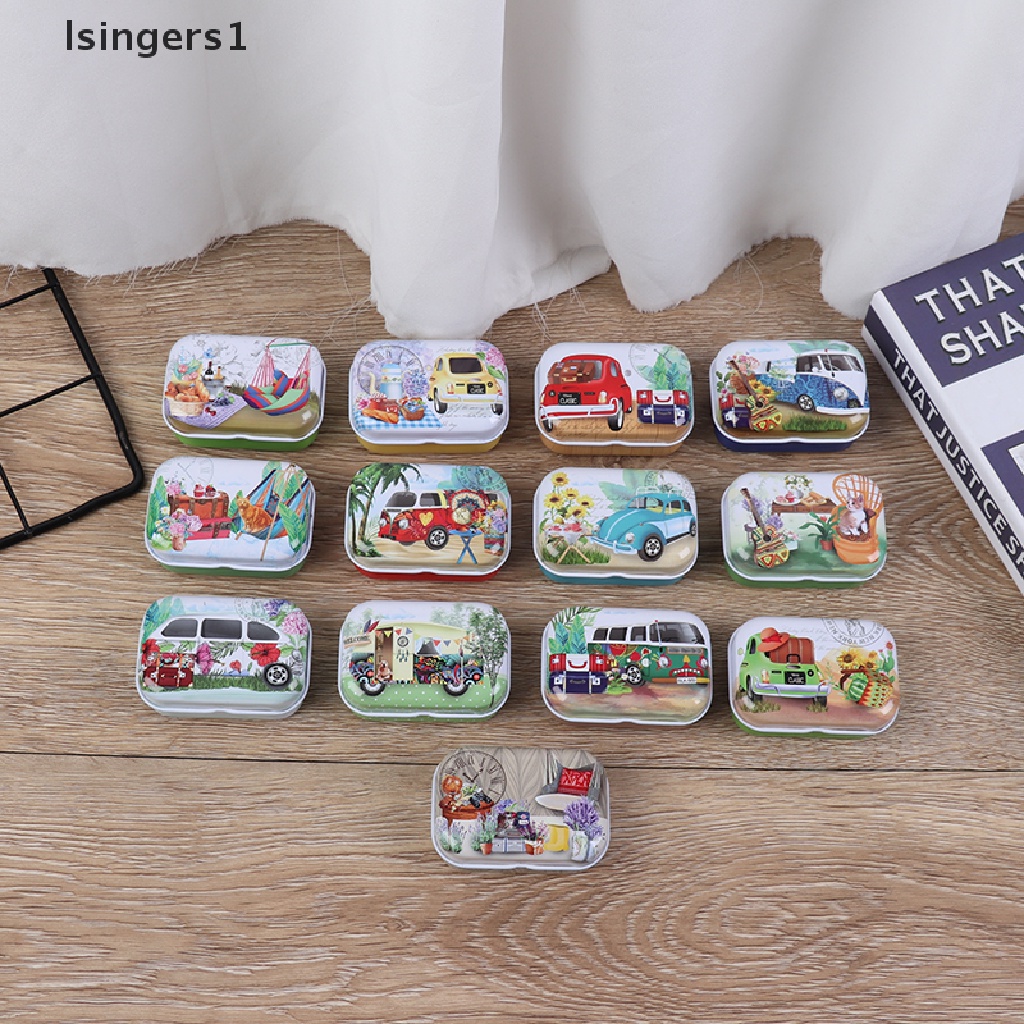 [lsingers1] Tempat Penyimpanan Kaleng Mini Wadah Organizer Penutup Flip Perhiasan Permen Kotak Kecil Butik