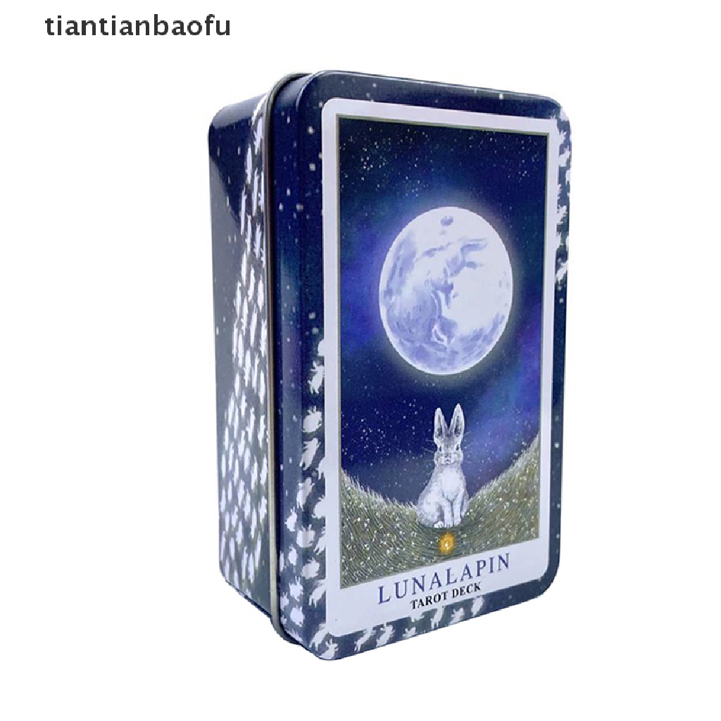 [tiantianbaofu] Besi Kotak Lunalapin Tarot Kartu Ramalan Ramalan Deck Party Game Card w/Butik Manual