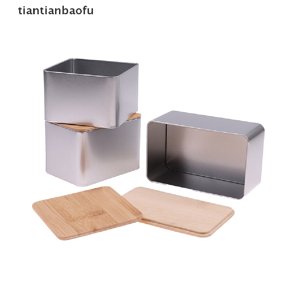 [tiantianbaofu] 1pc Kotak Besi Kosong Bulat Dengan Tutup Serat Kayu DIY Candy Storage Box Boutique