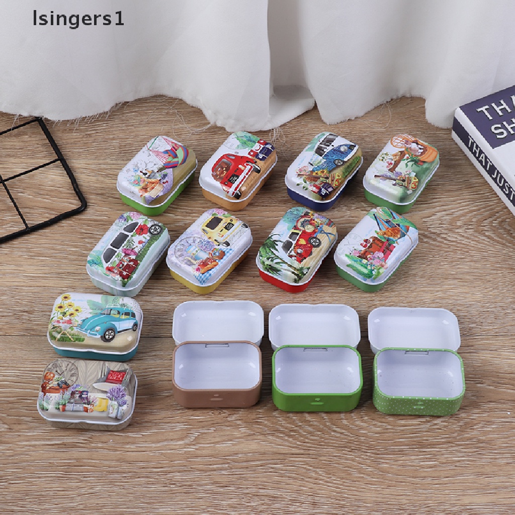 [lsingers1] Tempat Penyimpanan Kaleng Mini Wadah Organizer Penutup Flip Perhiasan Permen Kotak Kecil Butik