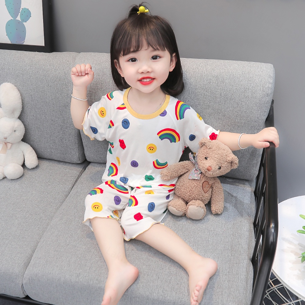 Lakhu Piyama Rainbow Rib Lucu Anak Perempuan/ Piyama Anak/ Bayi Perempuan Baju Tidur