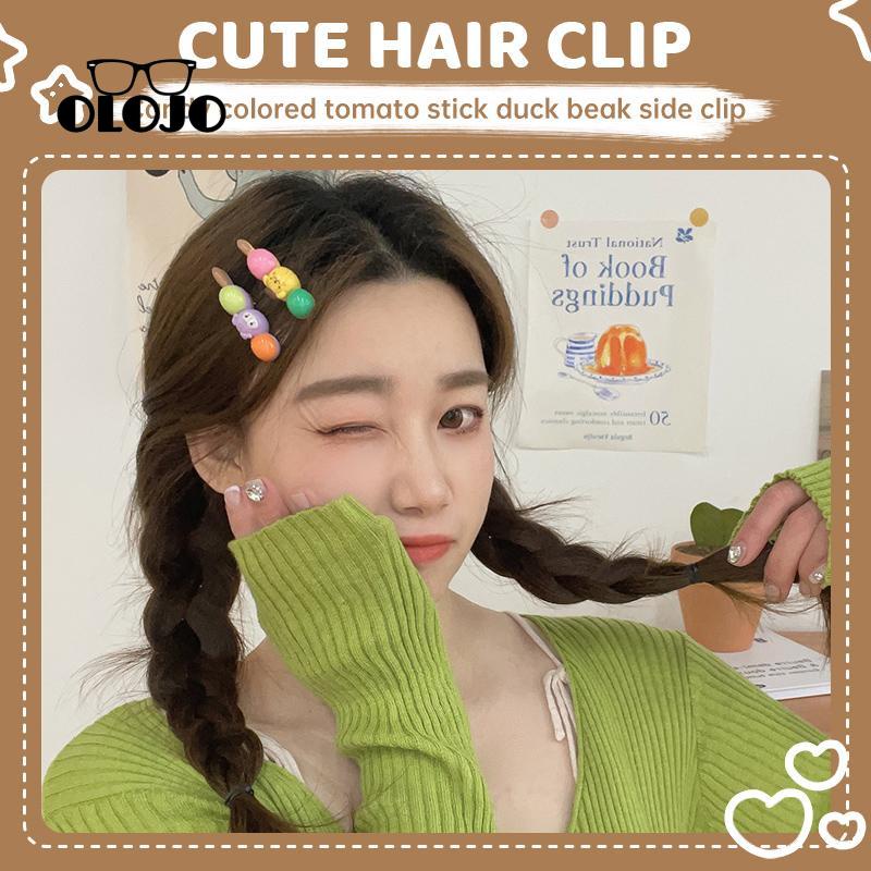 【COD】 Jepit Rambut Duckbill Warna Permen Tomat-on-sticks Lucu Manis Poni Samping Hairpin