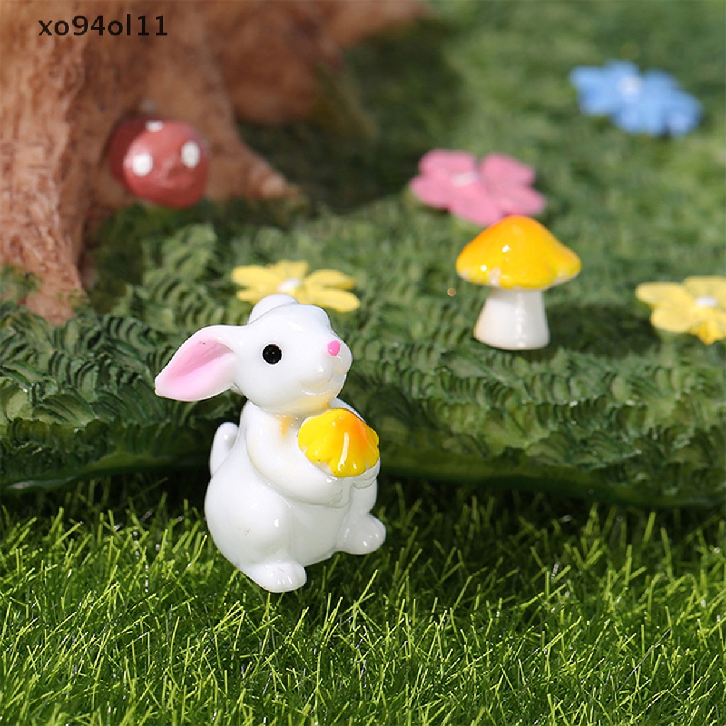 Xo 1Pc Patung Kelinci Model Hewan Pemandangan Mikro Dekorasi Rumah Miniatur OL