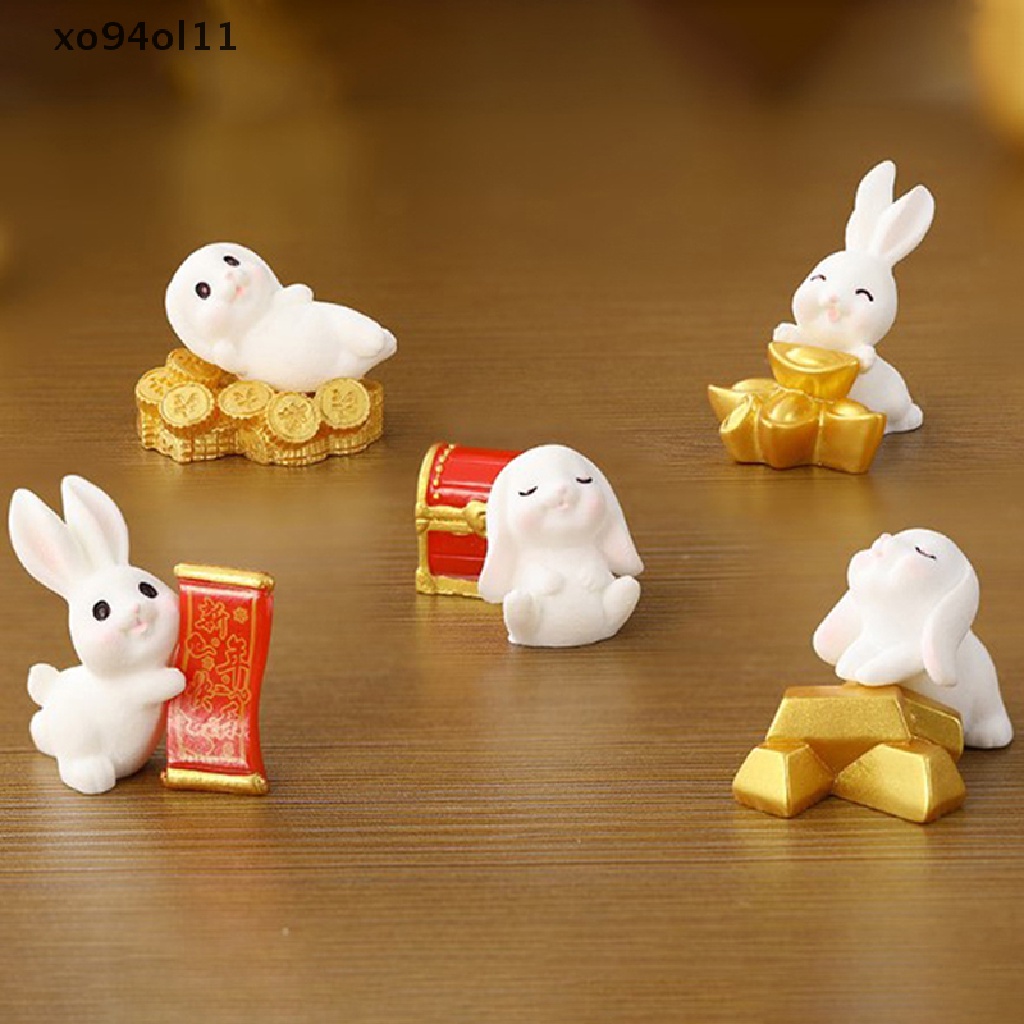 XO 2023 New Year Cute Rabbit Figurines Micro Landscape Ornaments For Home Decor OL