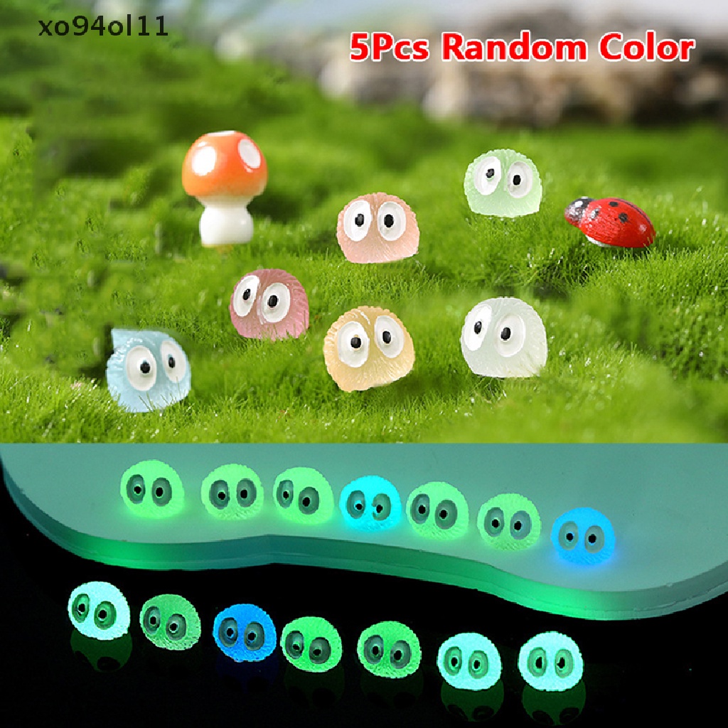 Xo 5Pcs Luminous Briket Kecil Hitam Ornamen Boneka Kartun Mini Mikro Lanskap Dekorasi Rumah Boneka Miniatur Mainan OL