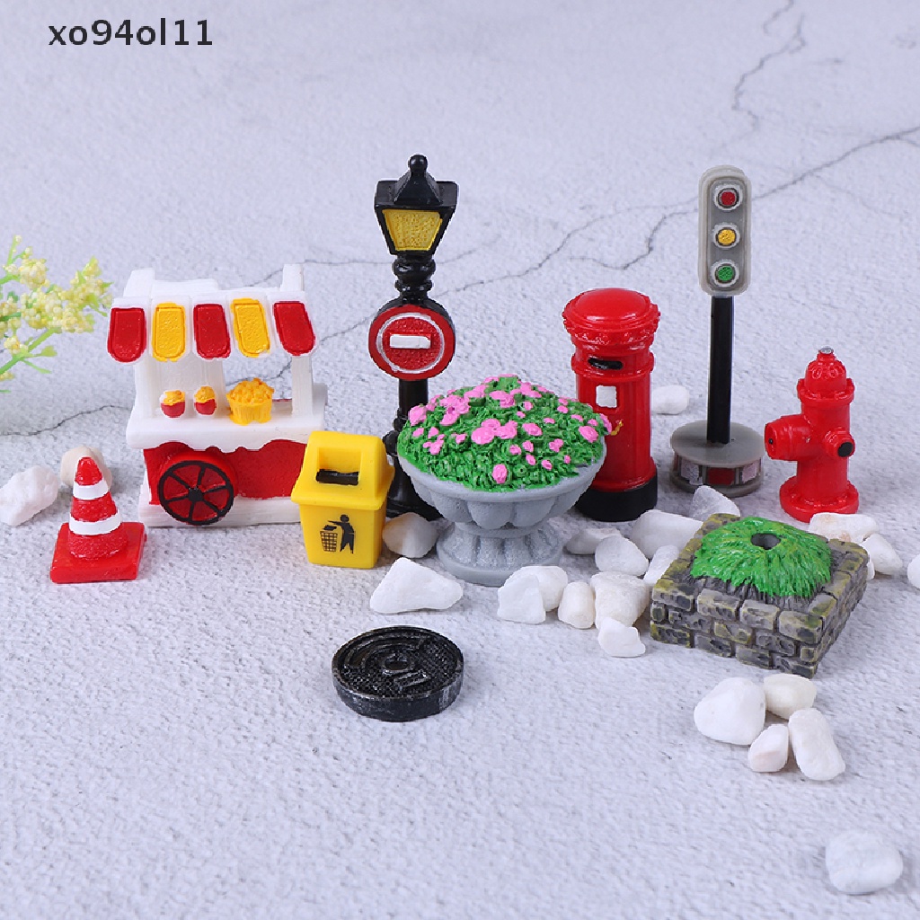 Xo 1pc Patung Kerajinan Pemandangan Jalan Ornamen Taman Miniatur Peri Dekorasi Taman diy OL