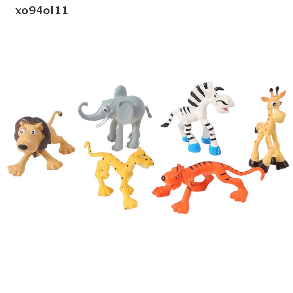 Xo 6Pcs/set Rumah Boneka Miniatur Safari Hewan Ornamen Mikro Dekorasi Lanskap Harimau Singa Gajah Zebra Boneka Dekorasi Kue OL