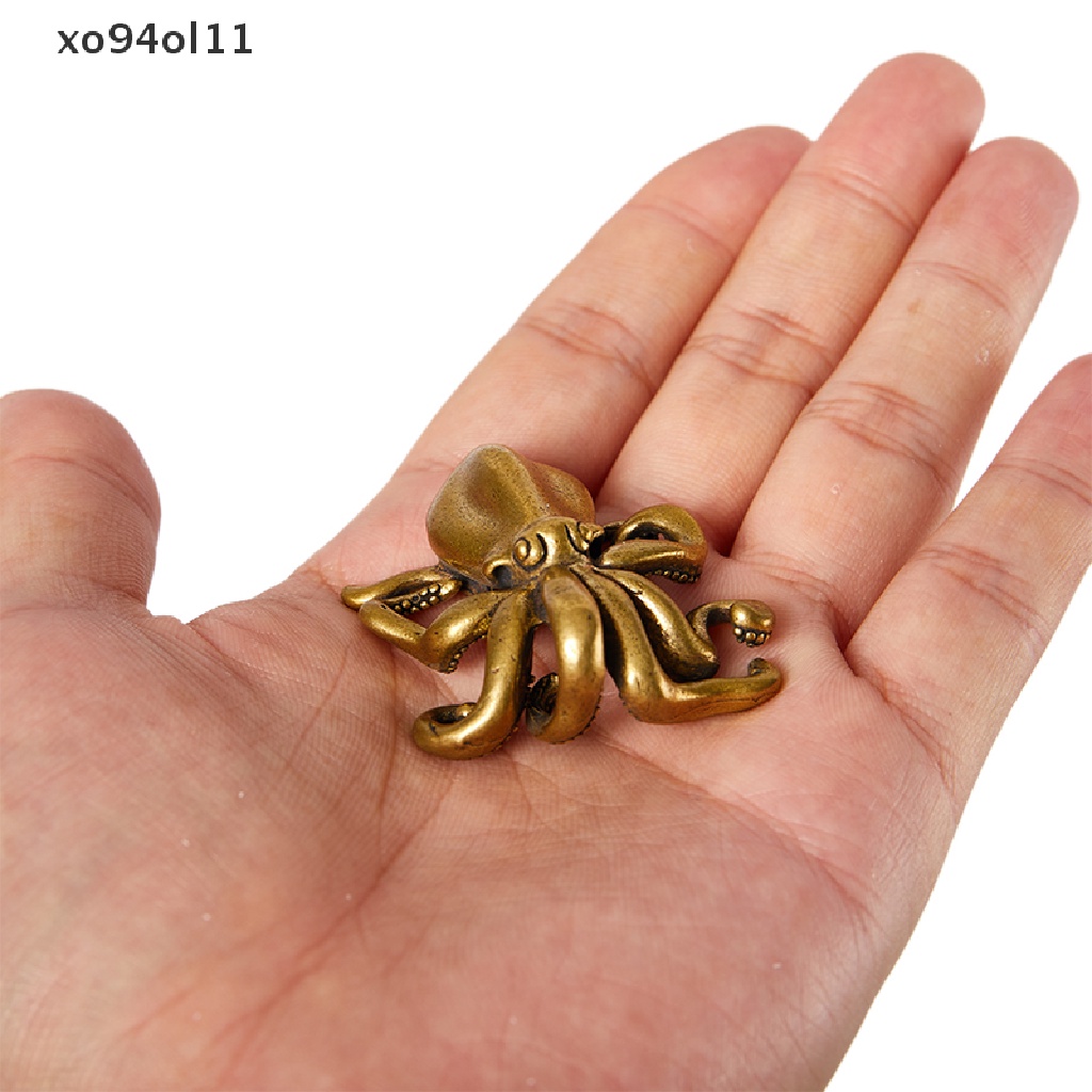 Xo Patung Gurita Kecil Logam Kuningan Teh Pet Meja Ornamen Dekorasi Rumah Keberuntungan OL