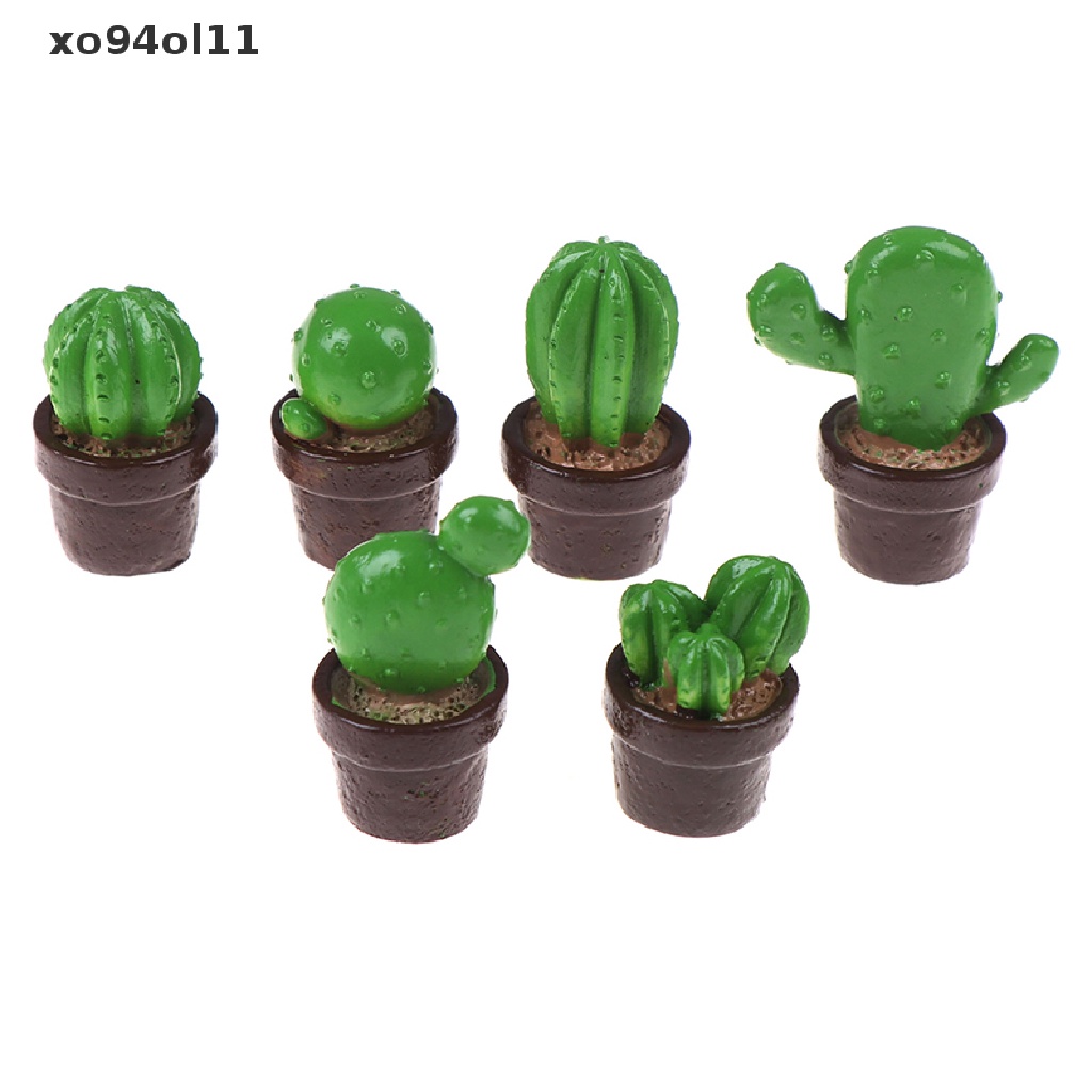 Xo 5pcs Rumah Boneka Miniatur Resin Kaktus DIY Tanaman Dekorasi Mainan OL