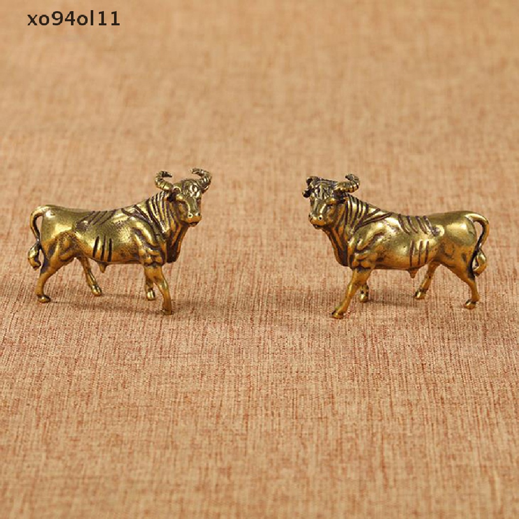 Xo 2PCs Patung Kuningan Mini Sapi Cow Aksesoris Liontin Patung Dekorasi Rumah OL