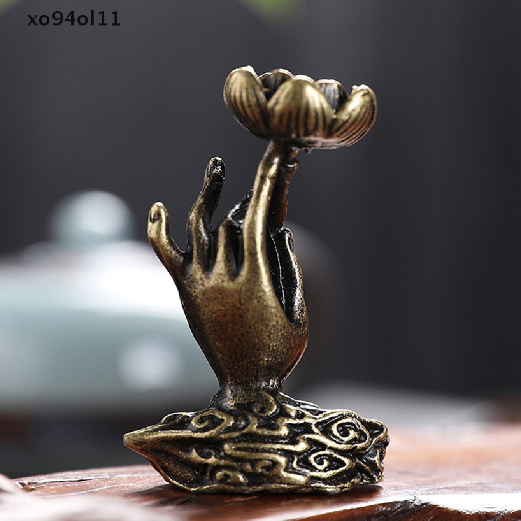 Xo Dupa backflow Tembaga Murni Buddha Tangan lotus Kuningan incense frame Dupa Zen OL