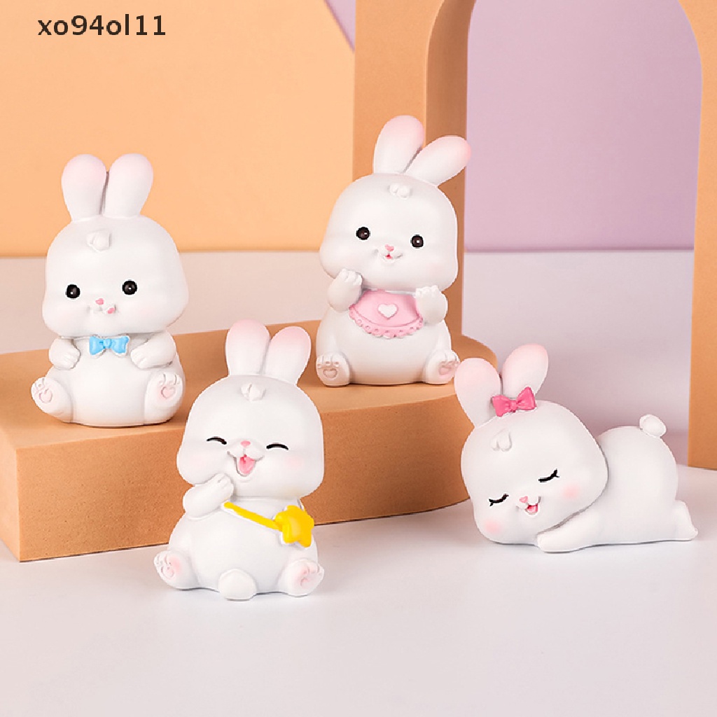 Xo Patung Kelinci Lucu Patung Mini Patung Miniatur Resin Ornamen Hadiah Craft OL