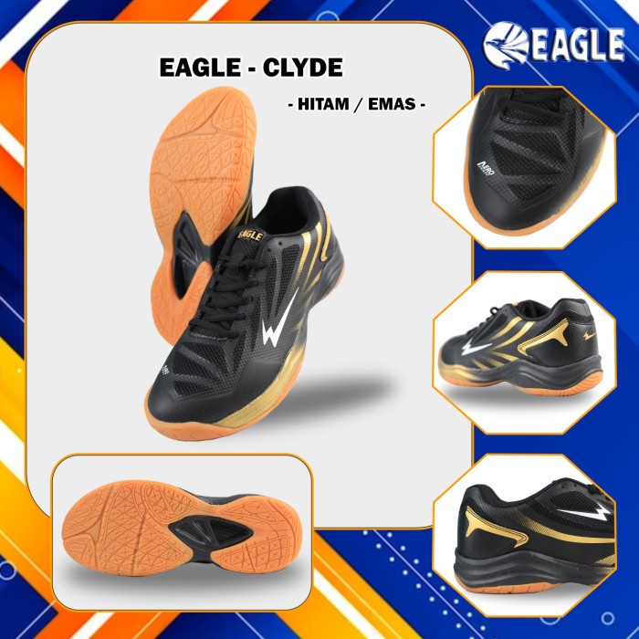 SEPATU BADMINTON EAGLE CLYDE BADMINTON SHOES -HITAM EMAS