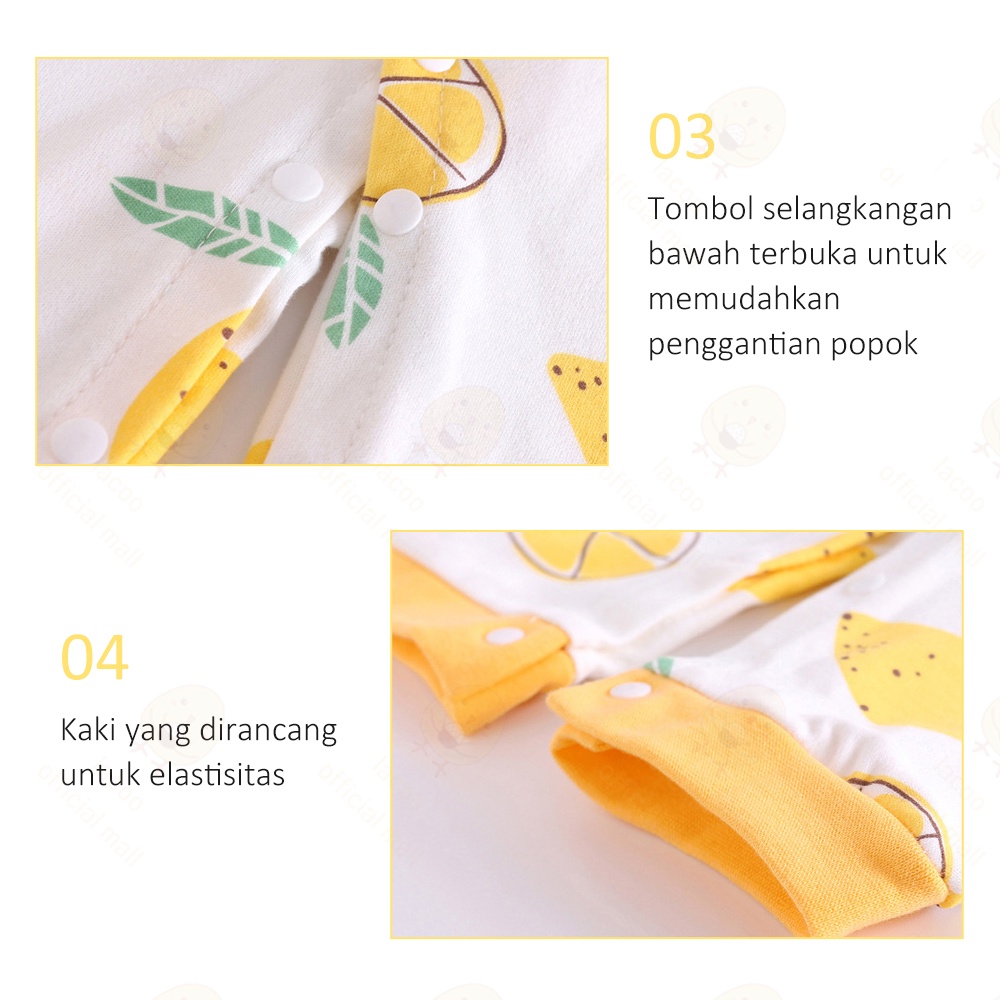 Lacoo Jumpsuit panjang bayi kaki buka cotton Jumper bayi baju tidur bayi anak Piyama bayi Sleepsuit baby newborn